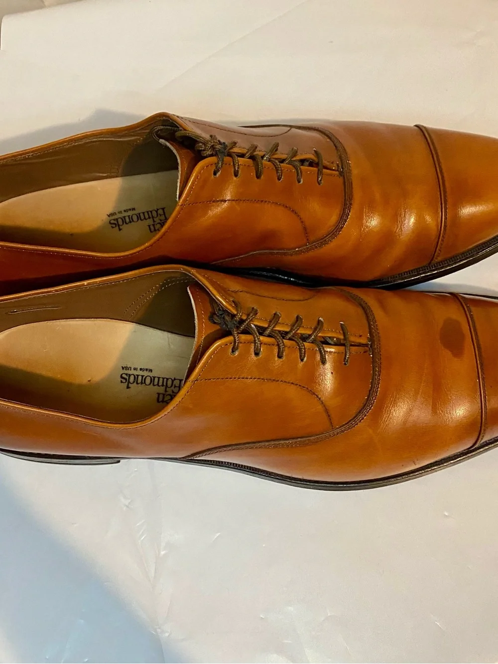 Men’s Park Avenue Allen Edmonds Cognac Brown Cap-Toe Oxfords